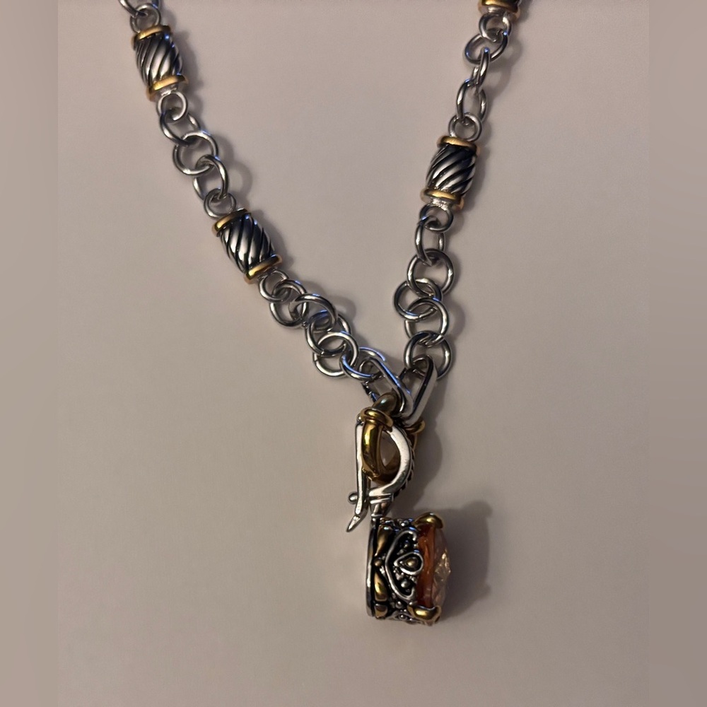 Park Lane Orange Topaz CZ Pendant and Chain Like New - Picture 3 of 5